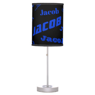 Add Any Name or Word Blue & Black Table Lamp