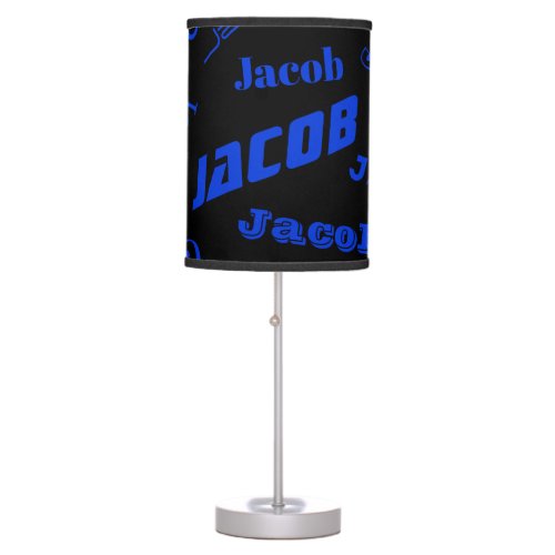 Add Any Name or Word  Blue  Black Table Lamp