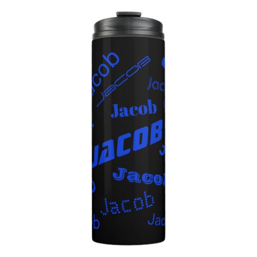 Add Any Name or Word  Blue  Black Thermal Tumbler