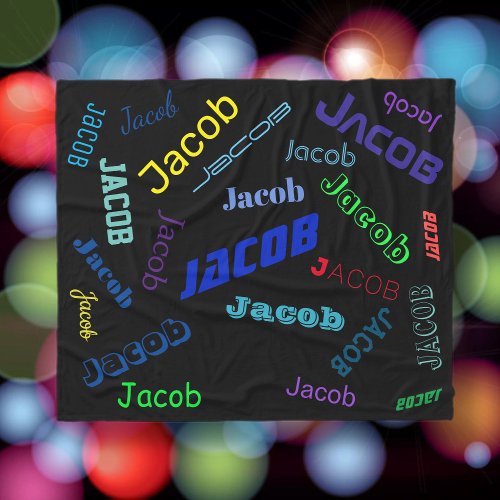 Add Any Name or Word  Multi_Colored Fleece Blanket