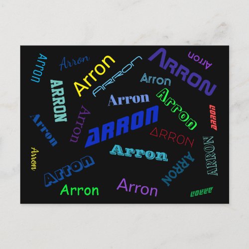 Add Any Name or Word  Multi_Colored Postcard
