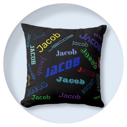Add Any Name or Word  Multi_Colored Throw Pillow