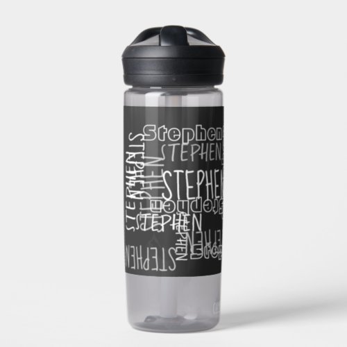 Add Any Name Personalized Collage Typography Black Water Bottle