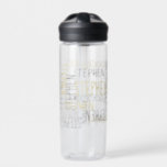 Add Any Name Personalized Collage Typography Gray  Water Bottle