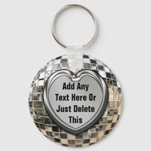 Add Any Text Mirror Ball Keychain