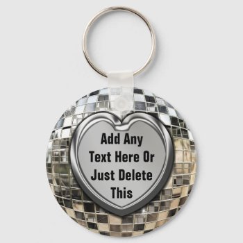 Add Any Text Mirror Ball Keychain by MetalShop at Zazzle