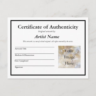 Add Art Photo Certificate of Authenticity  Postcard