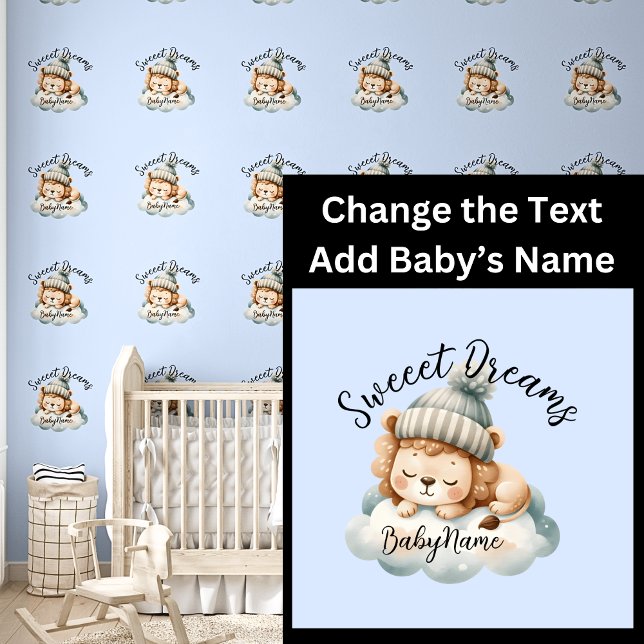 Add Baby Name, Change Text, Cute Lion Cub Sleeping Wallpaper (Creator Uploaded)