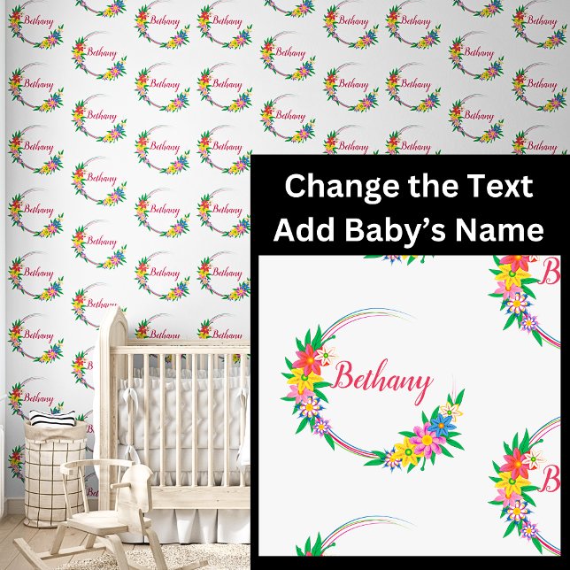 Add Baby Name in Floral Flowers Circle Frame Wallpaper (Creator Uploaded)