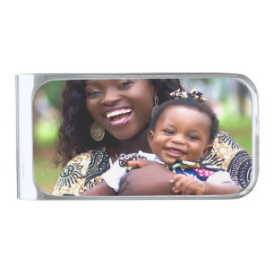 Add Baby Photo Customize Personalize Silver Finish Money Clip