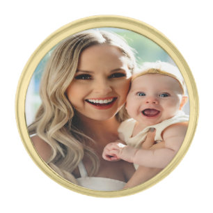Add Baby Photo Personalize Customize Gold Finish Lapel Pin