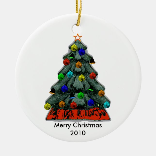 Add Baby Picture - Baby's First Christmas Ceramic Ornament (Front)