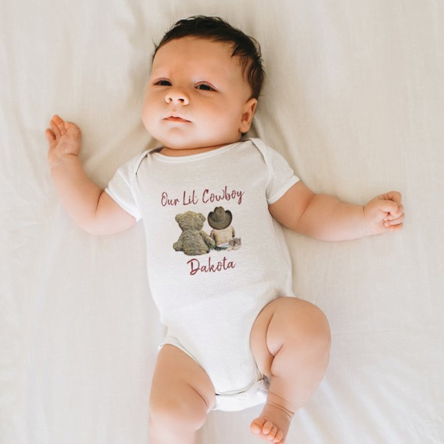 Add Baby's Name to this Cowboy and Teddy Bear Baby Bodysuit (Creator Uploaded)