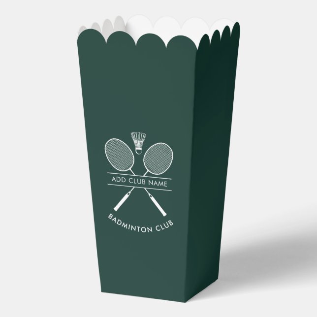 Add Badminton Club Name Rackets Icon Custom Green Favor Boxes (Back)