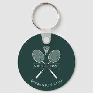 Add Badminton Club Name Rackets Icon Custom Green Keychain