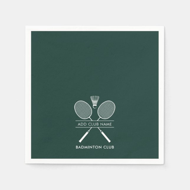 Add Badminton Club Name Rackets Icons Custom Paper Napkins (Front)