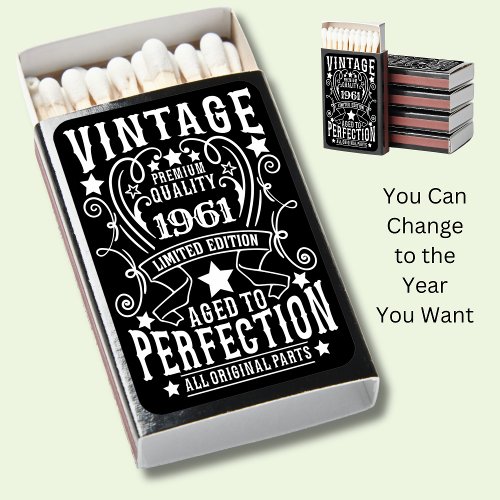 Add Birthday Age Year XX DOB Vintage Perfection    Matchboxes