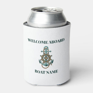 Add Boat Name Nautical Sailing Anchor Can Cooler