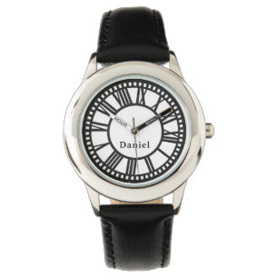 Add Boys Name Black Personalized Kids Watch