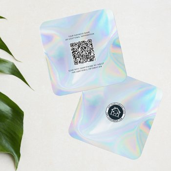 Add Brand Logo Holographic Qr Code Diy Square Business Card by Milestone_Hub at Zazzle