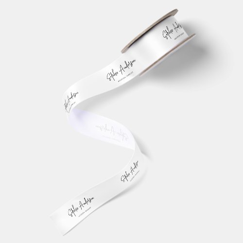 Add Brand Name Script Minimalist Satin Ribbon