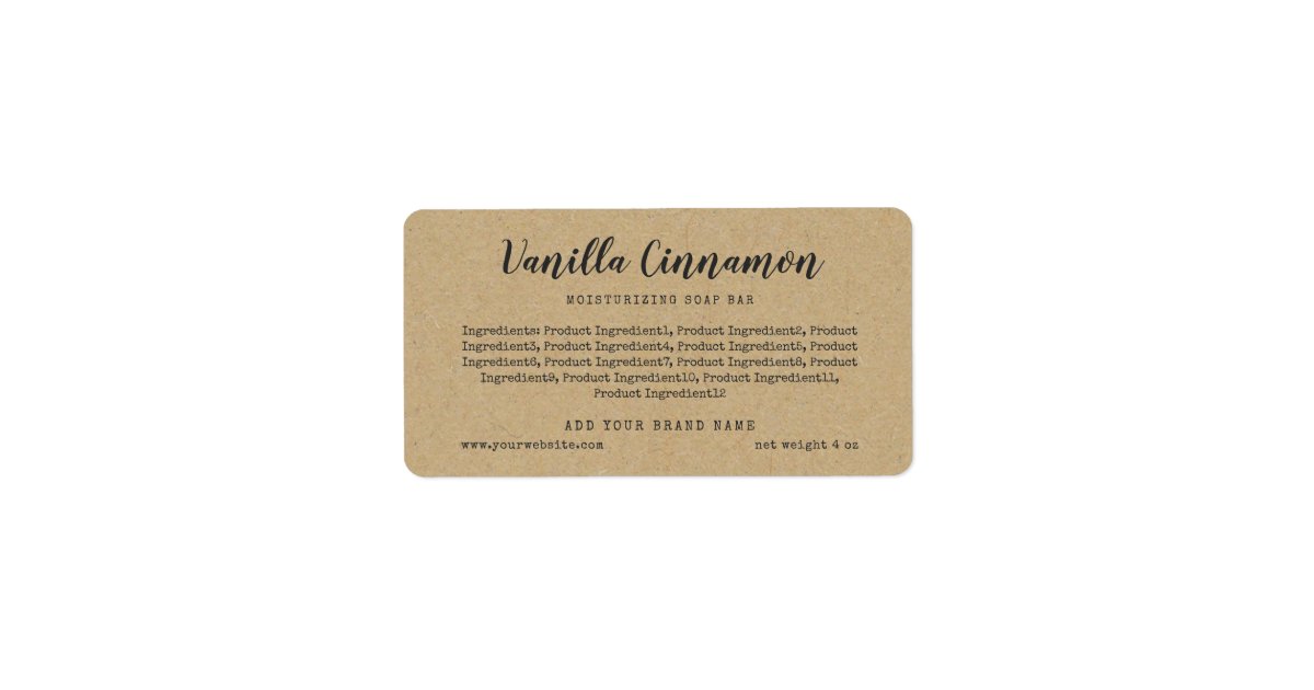 Add Brand Script Typewriter Ingredients List Kraft Label | Zazzle