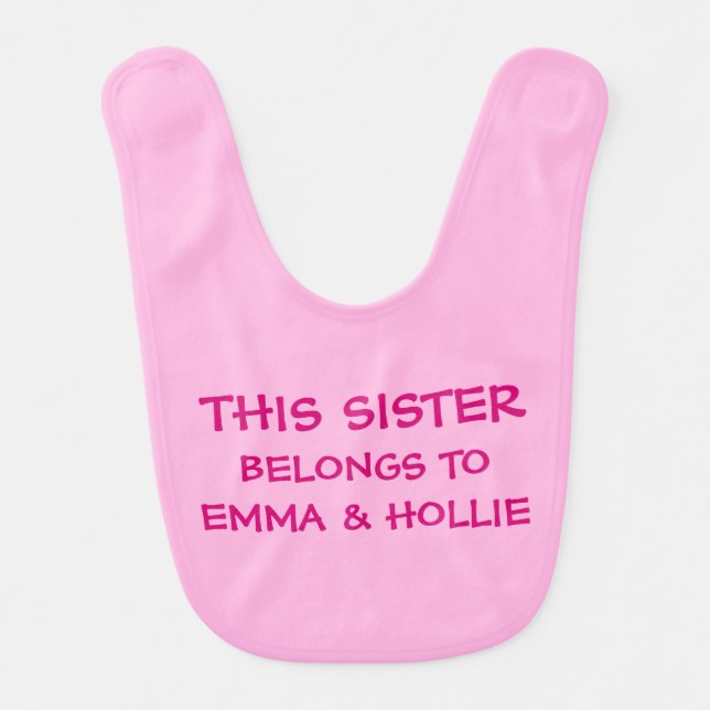 Add brother & sister names to baby sister's bib (Front)