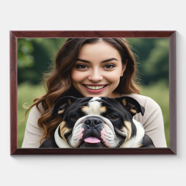 Add Bulldog Photo Personalize Customize Award Plaque (Horizontal)