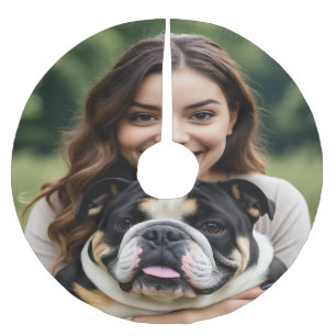 Add Bulldog Photo Personalize Customize Brushed Polyester Tree Skirt