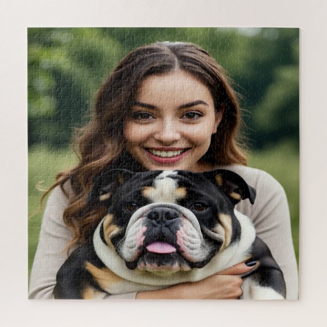 Add Bulldog Photo Personalize Customize Jigsaw Puzzle (Vertical)
