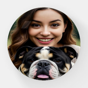 Add Bulldog Photo Personalize Customize Paperweight