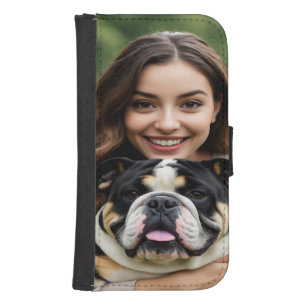 Add Bulldog Photo Personalize Customize Galaxy S4 Wallet Case