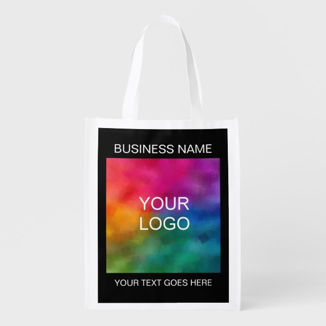 Add Business Company Logo And Text Here Template Grocery Bag (Front)