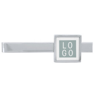 ADD BUSINESS COMPANY LOGO BRAND WEBSITE SAGE WHITE SILVER FINISH TIE BAR