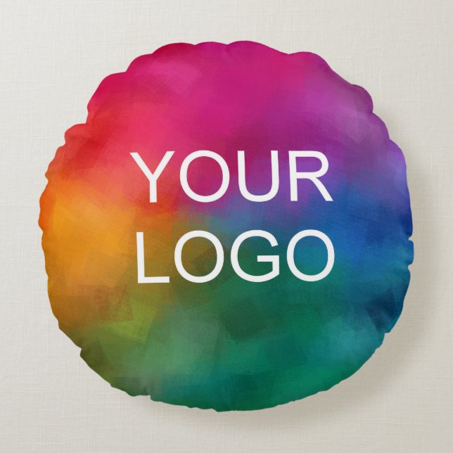 Add Business Company Logo Image Create Your Own Round Pillow (Front)