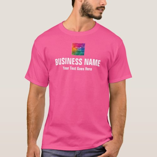 Add Business Company Logo Mens Modern Wow Pink T_Shirt
