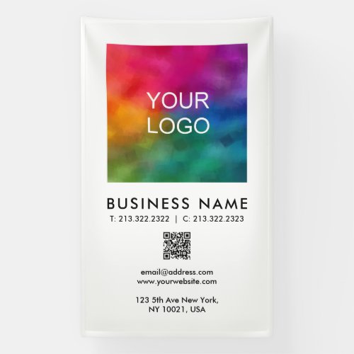 Add Business Company Logo QR Code Vertical Large Banner