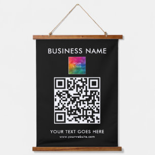 Add Business Company Logo Text Custom QR Code Hanging Tapestry