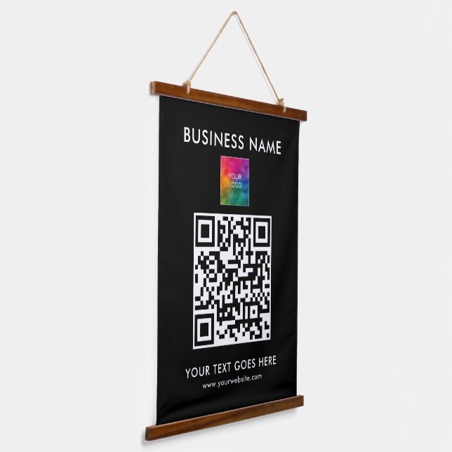 Add Business Company Logo Text Custom QR Code Hanging Tapestry