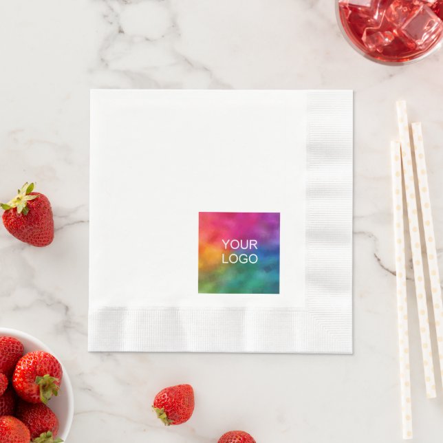 Add Business Company Logo Text Elegant Template Napkins (Insitu)