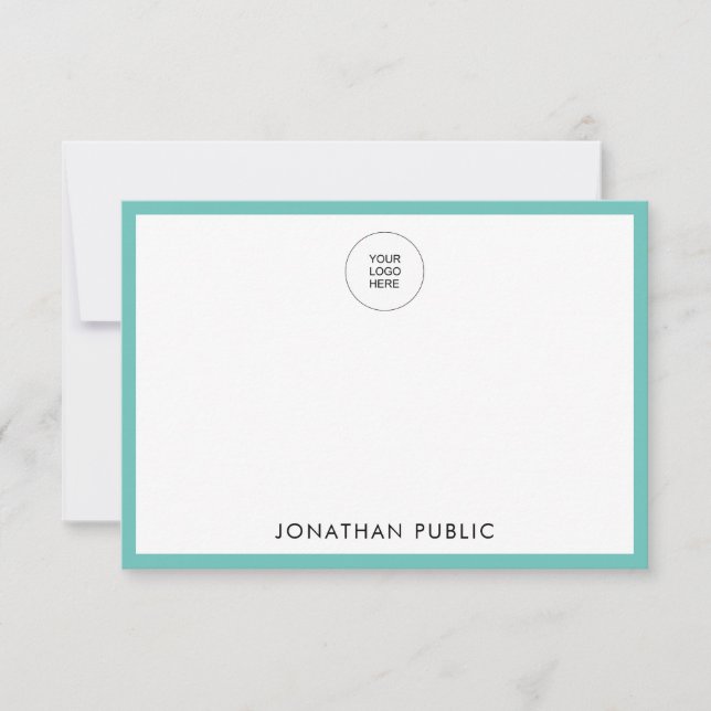 Add Business Company Logo Your Name Here Note Card (Front)