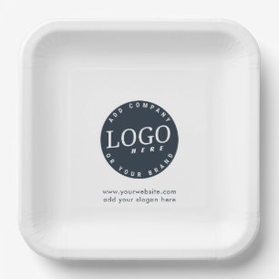 Add Business Logo and Company Office Employees Paper Plates