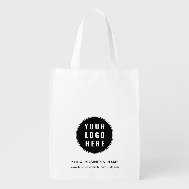 Add Business Logo and Company Website Custom Grocery Bag (Front)