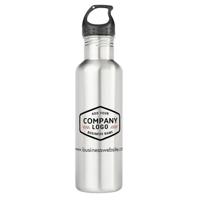 Add Business Logo and Company Website Stainless Steel Water Bottle (Front)