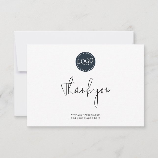 Add Business Logo and Company Website Thank You Note Card (Front)