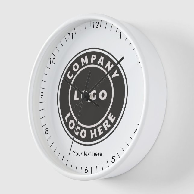 Add Business Logo and Custom Text Reception Clock (Angle)