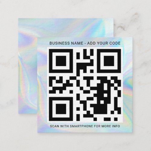 Add Business Logo and QR Code DIY Holographic Square Business Card
