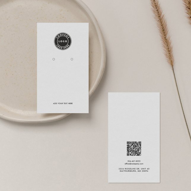 Add Business Logo and QR Code Earring Display Card (Business Logo and QR Code Earring Display Card)