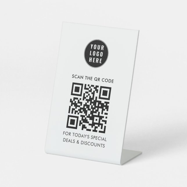 Add Business Logo and QR Code Simple Pedestal Sign (Front)