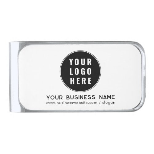 Add Business Logo and Website Custom Company Silver Finish Money Clip